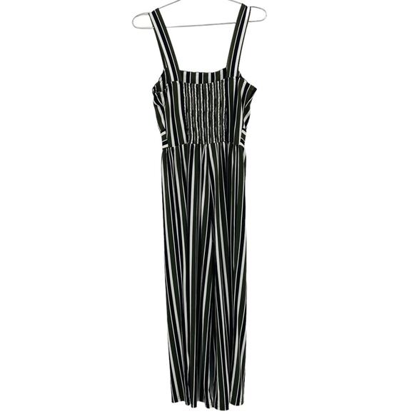 Express Green White and Black Striped Tank Style Cropped Length Jumpsuit - Picture 3 of 6